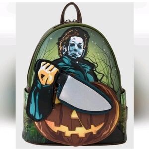 Loungefly Halloween Michael Myers Pumpkin Glow Mini Backpack With Coin Bag NEW